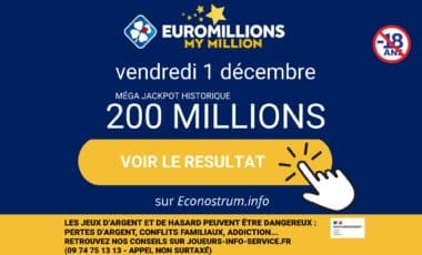 Jackpot EuroMillions (FDJ) de 200 millions d'euros : les résultats du tirage historique de ce vendredi 1er décembre