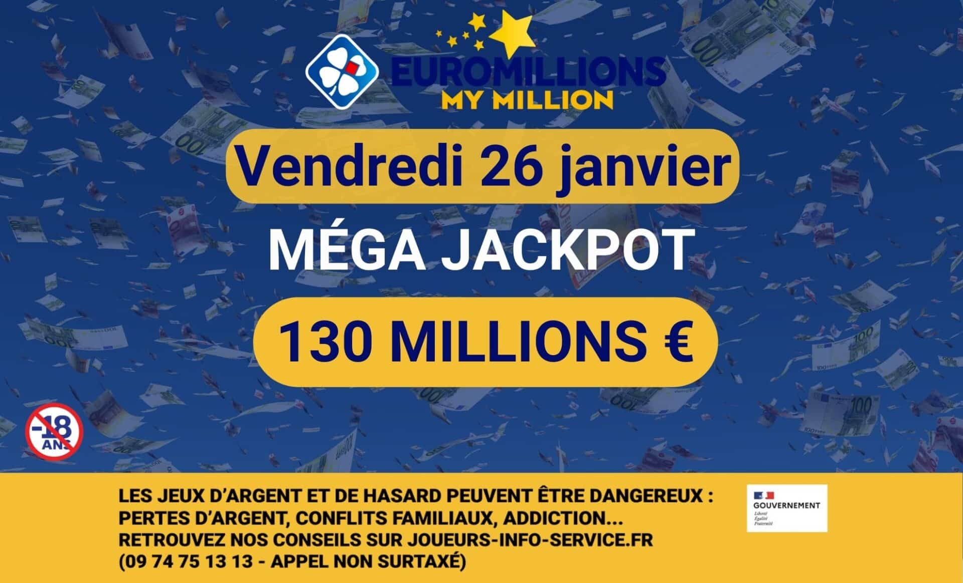 Résultats EuroMillions de la FDJ du vendredi 26 janvier : un méga jackpot de 130 millions !